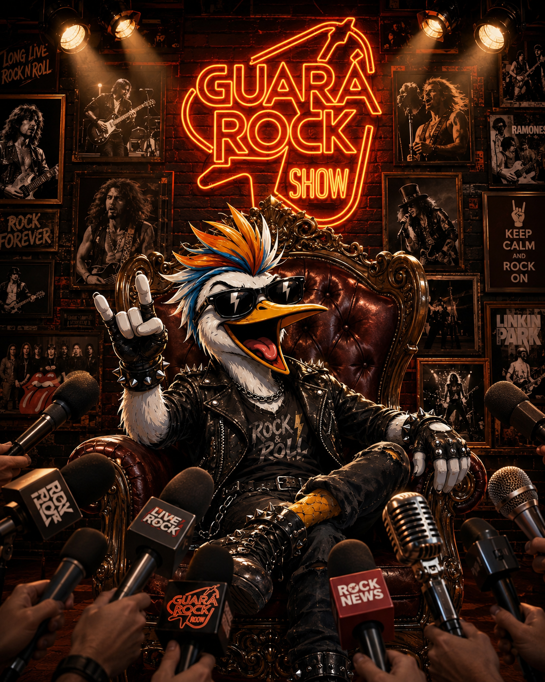 Identidade Guará Rock Show aplicada em cena com o personagem
