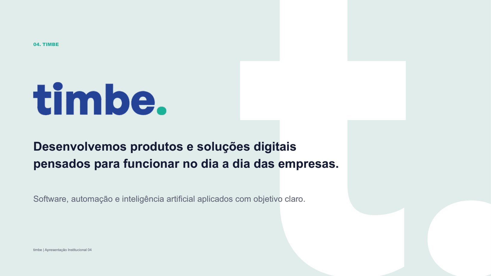 TIMBE — apresentação institucional, página 4
