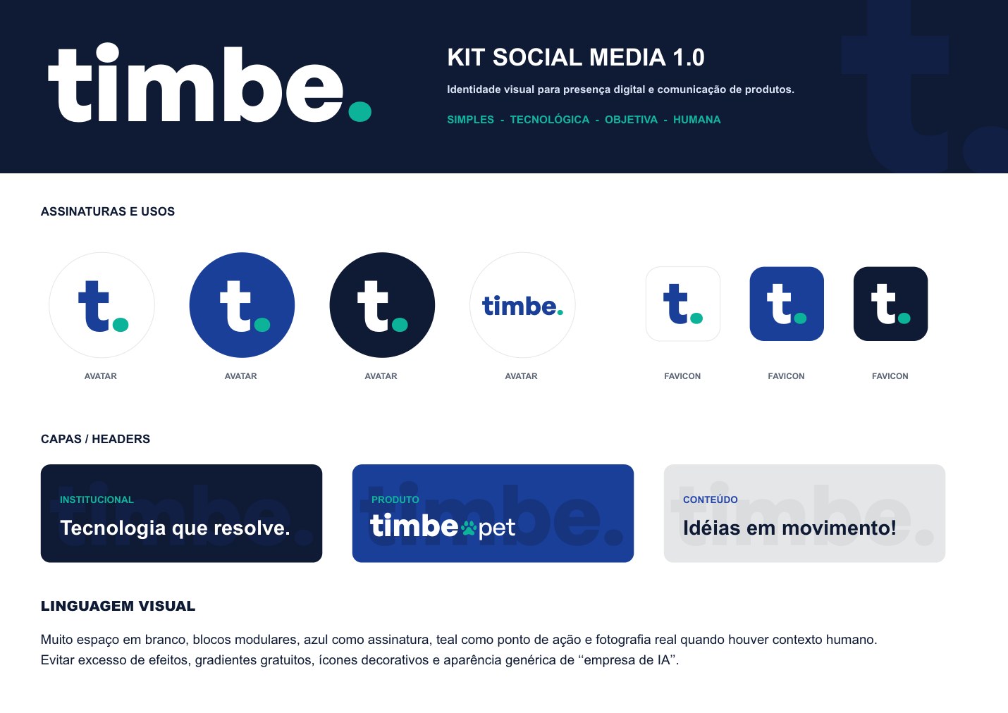 TIMBE — kit social media, página 1